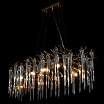Люстра подвесная прямоугольная с бронзовыми акцентами и прозрачными стеклянными каплями Droplet Chandelier варинант исполнения - 4 | Loft Concept в Ижевске