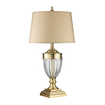 Настольная лампа со тканевым абажуром и прозрачным ребристым стеклянным основанием Quoizel варинант исполнения - 5 | Loft Concept в Ижевске