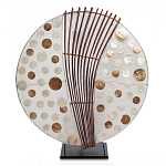 Настольная лампа из перламутра и дерева на подставке Indonesian Round Shell варинант исполнения - 2 | Loft Concept в Ижевске