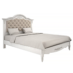 Кровать белая из массива бука с основанием и мягким изголовьем в стиле прованс White Provence варинант исполнения - 1 | Loft Concept в Ижевске