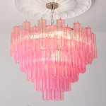 Элитная Люстра Textured Glass Pink Chandelier Ярко Розовое стекло варинант исполнения - 1 | Loft Concept в Ижевске