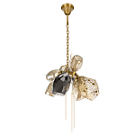 Люстра подвесная со стеклянными плафонами из дымчатого и золотистого с тремя вертикальными подвесками Gilded Mirage  варинант исполнения - 5 | Loft Concept в Ижевске