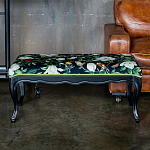 Банкетка из натурального бука черная с изображением птиц и цветов Blooming Birds варинант исполнения - 2 | Loft Concept в Ижевске