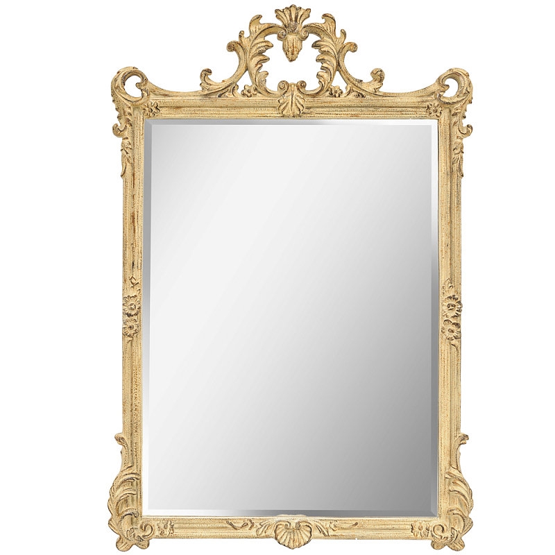 Зеркало настенное в раме бежевого цвета с эффектом старины Classic Ornament Mirror Бежевый Зеркало в Ижевске | Loft Concept 