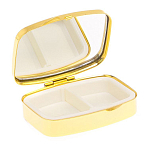 Таблетница карманная прямоугольная с 2-мя отделениями с зеркалом и накладкой из натурального камня Апатит Голубой Gold Stone Pillboxes варинант исполнения - 3 | Loft Concept в Ижевске