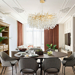 Люстра с хрустальными подвесками на металлических ветках Fairytree Light Gold Chandelier 18 варинант исполнения - 2 | Loft Concept в Ижевске