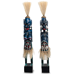 Комплект из 2-х деревянных статуэток Asmat Straw Headdress Statuettes Blue Red варинант исполнения - 5 | Loft Concept в Ижевске