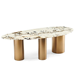 Обеденный стол с асимметричной столешницей на 3-х массивных золотых ножках Commonwealth Table варинант исполнения - 1 | Loft Concept в Ижевске