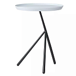 Столик приставной с круглой серой столешницей и черным основанием Round Stable Table варинант исполнения - 1 | Loft Concept в Ижевске