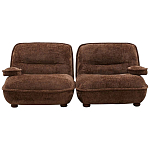 Кресло без подлокотников коричневое ну круглых деревянных ножках Loup Plush Armchair Brown варинант исполнения - 4 | Loft Concept в Ижевске
