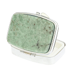 Таблетница карманная прямоугольная с 2-мя отделениями с зеркалом и накладкой из натурального камня Жадеит Silver Stone Pillboxes варинант исполнения - 2 | Loft Concept в Ижевске