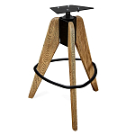 Барный стул со спинкой и металлической подставкой на 3-х деревянных ножках Горчичный Велюр Vendramin Chair варинант исполнения - 4 | Loft Concept в Ижевске