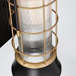 Настенный фонарь цилиндрической формы с рифленым стеклом в золотом каркасе на черном прямоугольном основании Eurofase варинант исполнения - 3 | Loft Concept в Ижевске