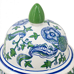 Ваза с крышкой и зелено-голубым рисунком на белом фоне 51 см Blue & White Ornament варинант исполнения - 3 | Loft Concept в Ижевске