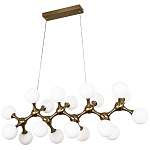 Линейная люстра с плафонами из стеклянных шаров Pearls Suspension Linear Brass Chandelier варинант исполнения - 1 | Loft Concept в Ижевске