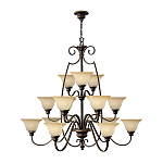 Люстра трехъярусная бронзового цвета с 15-ю кремовыми плафонами в форме чаш Hinkley варинант исполнения - 2 | Loft Concept в Ижевске