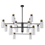 Люстра потолочная с 16-ю цилиндрическими плафонами из стекла и черным каркасом Noir Poise варинант исполнения - 1 | Loft Concept в Ижевске