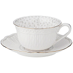 Чайная пара белого цвета из фарфора с рельефной фактурой 250 мл Floral Charm варинант исполнения - 1 | Loft Concept в Ижевске