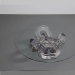 Дизайнерский журнальный стол с круглой прозрачной столешницей и основанием в виде цепи Hua Wang варинант исполнения - 2 | Loft Concept в Ижевске