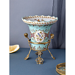 Ваза из голубого фарфора с рисунком птиц и цветов и декоративными элементами Blue Garden варинант исполнения - 6 | Loft Concept в Ижевске