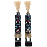 Комплект из 2-х деревянных статуэток Asmat Straw Headdress Statuettes Blue Red варинант исполнения - 4 | Loft Concept в Ижевске