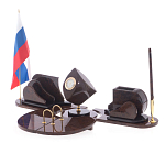 Настольный письменный набор из природного камня обсидиана коричневого Team leader варинант исполнения - 2 | Loft Concept в Ижевске