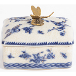 Фарфоровая шкатулка с бронзовой стрекозой Blue and White варинант исполнения - 4 | Loft Concept в Ижевске