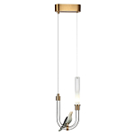 Подвесной светильник с декоративной фигуркой птицы на прозрачной изогнутой трубке Ganthea варинант исполнения - 3 | Loft Concept в Ижевске