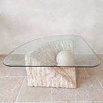 Дизайнерский журнальный стол в виде раковины с жемчужиной под прозрачной столешницей Fahin варинант исполнения - 1 | Loft Concept в Ижевске