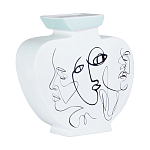 Ваза плоская белая с абстрактными черными линиями в форме лиц Faces of Imagination варинант исполнения - 1 | Loft Concept в Ижевске