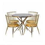 Обеденный стол с чёрной круглой столешницей на золотых ножках Rive Gauche Table варинант исполнения - 3 | Loft Concept в Ижевске