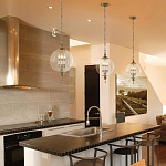 Подвесной светильник с прозрачным шарообразным стеклянным плафоном Feiss варинант исполнения - 6 | Loft Concept в Ижевске