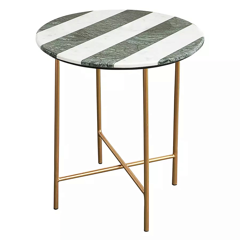 Столик приставной с круглой столешницей с полосатым узором Tabletops with Striped Pattern Серый Белый в Ижевске | Loft Concept 