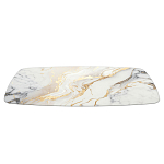 Обеденный стол с прямоугольной столешницей из стекла на черных металлических ножках White Marble варинант исполнения - 3 | Loft Concept в Ижевске