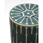 Приставной круглый столик с инкрустацией blue Mandika Bone Inlay  варинант исполнения - 1 | Loft Concept в Ижевске