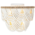 Круглый потолочный светильник с подвесками из круглых деревянных бусин Wooden Beads White Ceiling Lamp варинант исполнения - 1 | Loft Concept в Ижевске