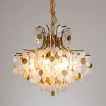 Люстра подвесная с белыми и золотыми круглыми подвесками Диаметр 70 см SHELL Chandelier варинант исполнения - 2 | Loft Concept в Ижевске