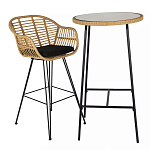 Барный столик с круглой плетеной столешницей Wicker Table Top варинант исполнения - 3 | Loft Concept в Ижевске