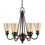 Люстра бронзового цвета с конусными плафонами из бежевого стекла Hinkley варинант исполнения - 1 | Loft Concept в Ижевске