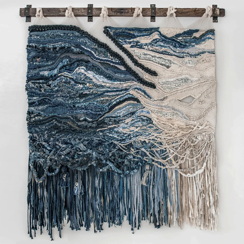 Большой гобелен в синих оттенках Blue Undine Бежевый Синий в Ижевске | Loft Concept 
