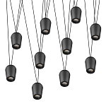 Подвесной светильник черными плафонами на длинных пересекающихся тросах Construction варинант исполнения - 9 | Loft Concept в Ижевске