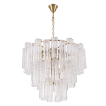 Люстра круглая многоярусная с прозрачными подвесками из стекла Hexagon Tube Light варинант исполнения - 2 | Loft Concept в Ижевске