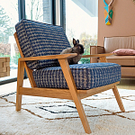 Кресло с каркасом из массива дуба Deniaud Oak Blue Print  Armchair варинант исполнения - 6 | Loft Concept в Ижевске