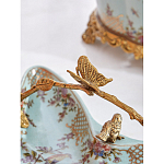 Блюдо из голубого фарфора с бронзовой ручкой в виде ветки Blue Garden варинант исполнения - 5 | Loft Concept в Ижевске