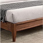 Кровать двуспальная с каркасом из дерева и мягким изголовьем Moon Walnut Bed варинант исполнения - 7 | Loft Concept в Ижевске