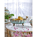 Чаша из голубого фарфора на бронзовых ножках с рисунком цветов и фигурками стрекоз Blue Garden варинант исполнения - 2 | Loft Concept в Ижевске