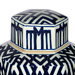 Ваза с крышкой и графическим узором в сине-белых цветах Blue & White Ornament  варинант исполнения - 4 | Loft Concept в Ижевске