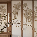 Обои с вышивкой ручной работы Deco Wisteria ﻿Midas colourway on Liso Pearl wool sateen варинант исполнения - 3 | Loft Concept в Ижевске