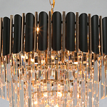 Люстра из черного металла с многоярусными подвесками из прозрачного хрусталя на золотой цепи Empire Black Chandelier Crystal варинант исполнения - 9 | Loft Concept в Ижевске