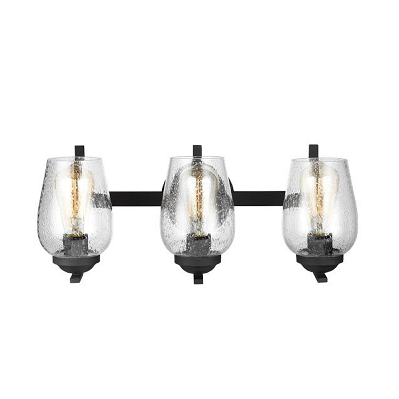 Бра черного цвета с 3-мя плафонами из прозрачного стекла с пузырьками Generation Lighting Черный Прозрачное Стекло в Ижевске | Loft Concept 